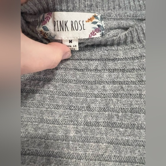 Pink Rose Gray Women's Sweater - Picture 3 of 4